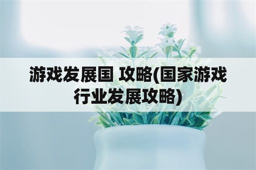 游戏发展国 攻略(国家游戏行业发展攻略)